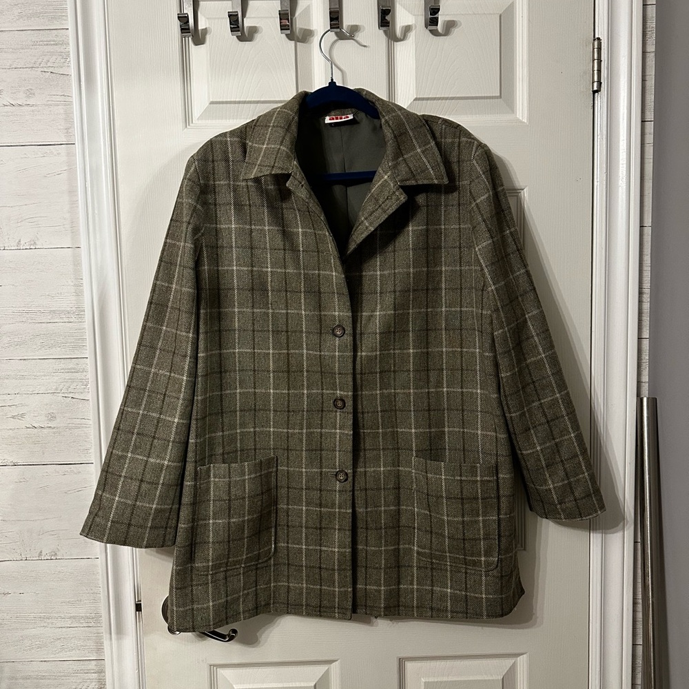 Vintage 90’s Alia Green Plaid Blazer